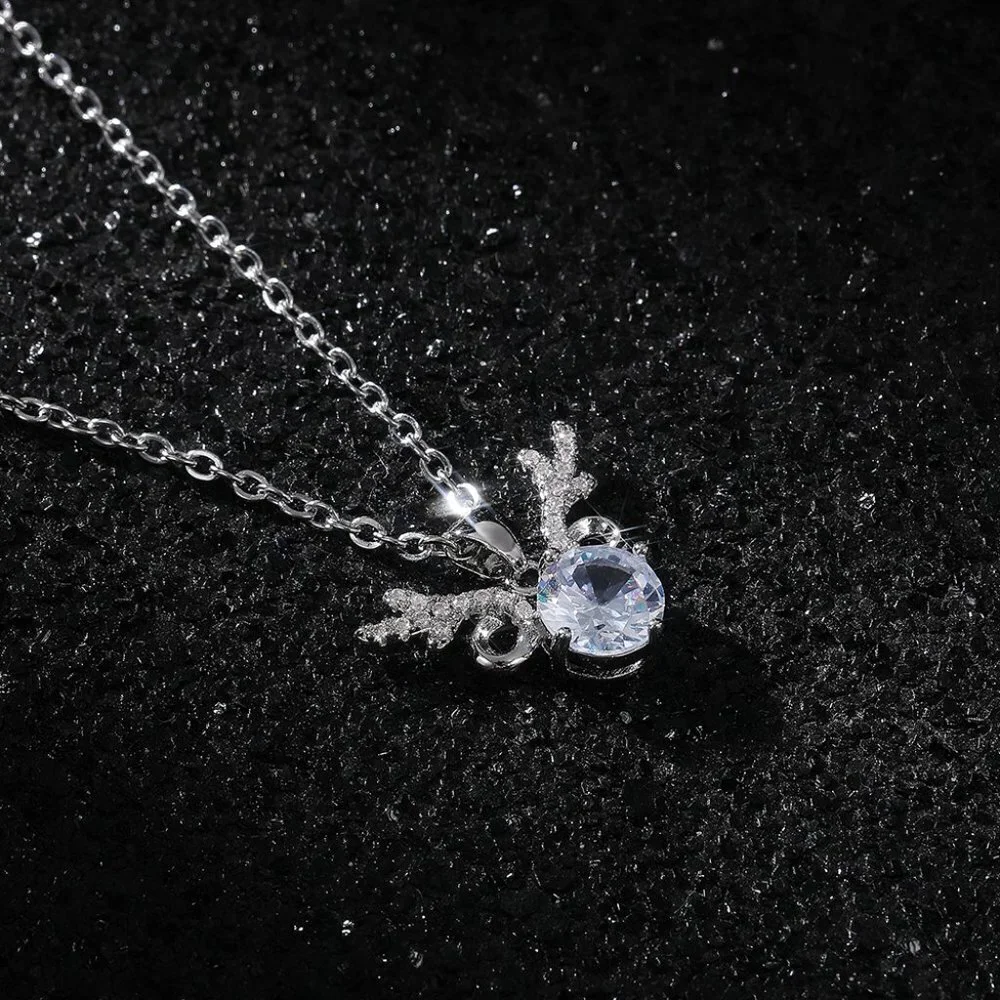 💎 Unique Antlers Design Clavicle Pendant Necklace for Women, INDN8636 - Picture 2 of 6